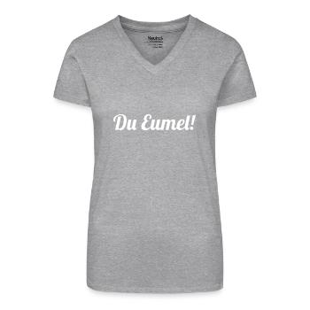 Sächsischer Dialekt Sachsen Sächsische Sprüche - Bio Frauen T-Shirt mit V-Ausschnitt - Grau meliert - Vorne