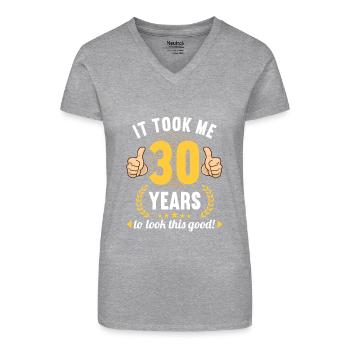het kostte me 30 jaar om er zo goed uit te zien 30 verjaardag - Bio vrouwen T-shirt met V-hals - grijs gemêleerd - Voor