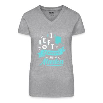 Alaska Souvenir Liebe - Bio Frauen T-Shirt mit V-Ausschnitt - Grau meliert - Vorne