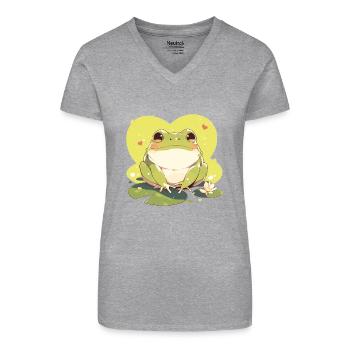 Toad Kröten Kröte - Bio Frauen T-Shirt mit V-Ausschnitt - Grau meliert - Vorne