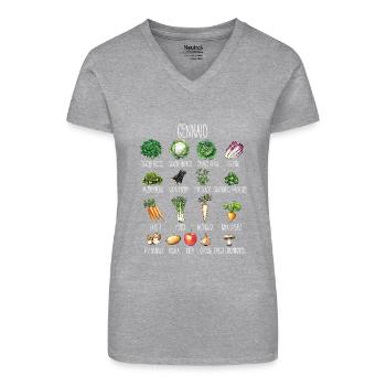 Januar Collage aus saisonalem Obst und Gemüse - Bio Frauen T-Shirt mit V-Ausschnitt - Grau meliert - Vorne