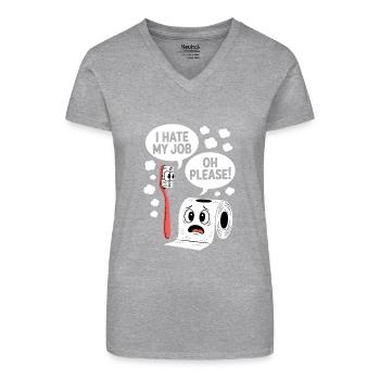 Sarkastischer Bad Spruch Lustiger Humor - Bio Frauen T-Shirt mit V-Ausschnitt - Grau meliert - Vorne
