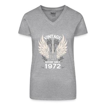 Vintage Rockin' Since 1972 – 53 Jahre Pure - Bio Frauen T-Shirt mit V-Ausschnitt - Grau meliert - Vorne