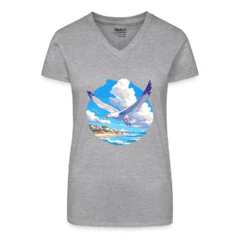 Möwen Möwe - Bio Frauen T-Shirt mit V-Ausschnitt - Grau meliert - Vorne