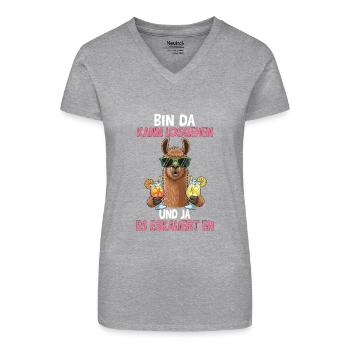 Bin Da Kann Losgehen Und Ja Es Eskaliert Eh - Bio Frauen T-Shirt mit V-Ausschnitt - Grau meliert - Vorne