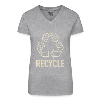 Recycle Symbol Mit Umweltbewusstsein - Bio Frauen T-Shirt mit V-Ausschnitt - Grau meliert - Vorne
