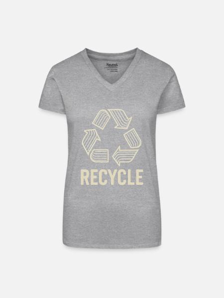 Recycle Symbol Mit Umweltbewusstsein - Bio Frauen T-Shirt mit V-Ausschnitt - Grau meliert