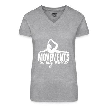 Pilates Enthusiasts Movements Is My Voice Pilates - Bio Frauen T-Shirt mit V-Ausschnitt - Grau meliert - Vorne