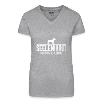CONTINENTAL BULLDOG Seelenhund - Bio Frauen T-Shirt mit V-Ausschnitt - Grau meliert - Vorne