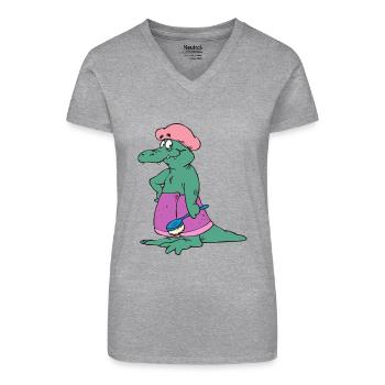 bad bath badewanne bathtube shower dusche3 - Bio Frauen T-Shirt mit V-Ausschnitt - Grau meliert - Vorne