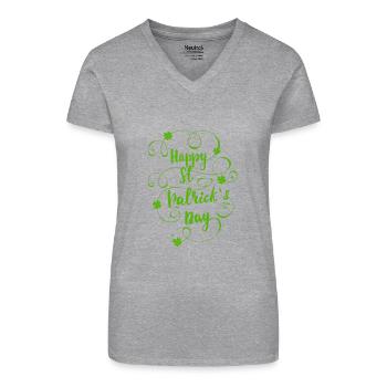 Happy St. Patrick's Day T Shirt Vintage Gift - Organic Women's V-Neck T-Shirt - heather grey - Front