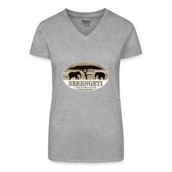 Serengeti - Elephant - Elefant - Bio Frauen T-Shirt mit V-Ausschnitt - Grau meliert - Vorne
