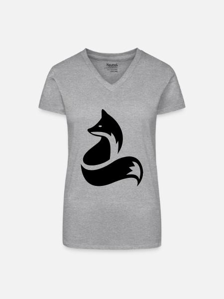 Fuchs - Bio Frauen T-Shirt mit V-Ausschnitt - Grau meliert