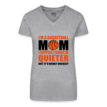 basketball mom - Bio Frauen T-Shirt mit V-Ausschnitt - Grau meliert - Vorne