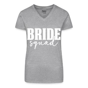 Bride Squad - Organic Women's V-Neck T-Shirt - heather grey - Front