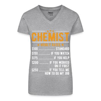 Chemiker Stundenlohn - Bio Frauen T-Shirt mit V-Ausschnitt - Grau meliert - Vorne