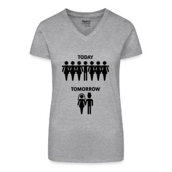 Today - Tomorrow (Stag Night / - Organic Women's V-Neck T-Shirt - heather grey - Front
