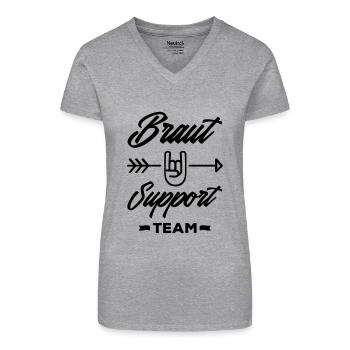 braut support team party - Bio Frauen T-Shirt mit V-Ausschnitt - Grau meliert - Vorne