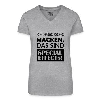 keine_macken_special_effects - Bio Frauen T-Shirt mit V-Ausschnitt - Grau meliert - Vorne