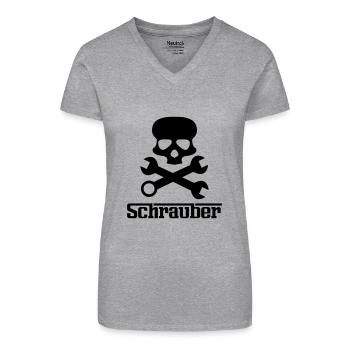 schrauber - Bio Frauen T-Shirt mit V-Ausschnitt - Grau meliert - Vorne