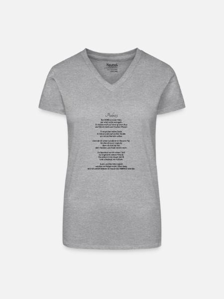 Psalm 23 - Bio Frauen T-Shirt mit V-Ausschnitt - Grau meliert
