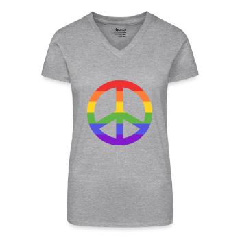 Peace Sign Hippie - Bio Frauen T-Shirt mit V-Ausschnitt - Grau meliert - Vorne