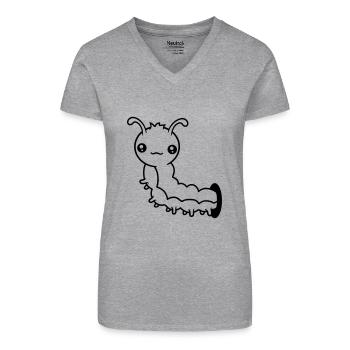 hole wall small baby child worm crawling snail cra - Organic Women's V-Neck T-Shirt - heather grey - Front