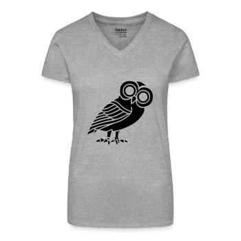 eule athena vogelsymbol mythologische weisheit - Bio Frauen T-Shirt mit V-Ausschnitt - Grau meliert - Vorne