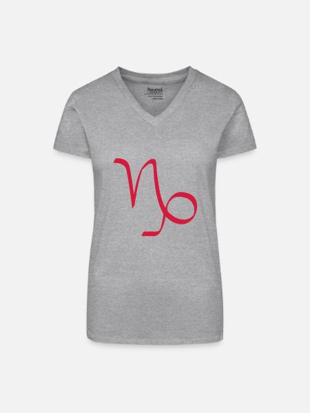 Sternzeichen Steinbock - Bio Frauen T-Shirt mit V-Ausschnitt - Grau meliert