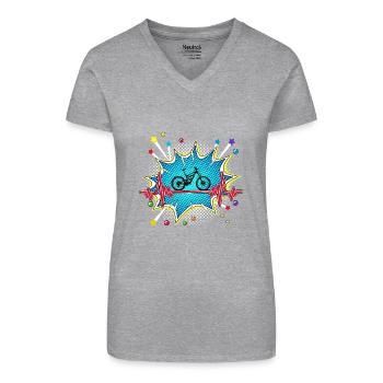 Pferd Pop Art Comic Retro Herzschlag - Bio Frauen T-Shirt mit V-Ausschnitt - Grau meliert - Vorne