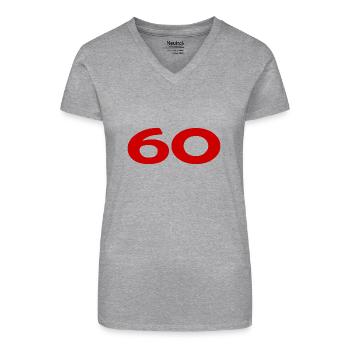 60. 60 JAHRE. 60-JÄHRIGES JUBILÄUM. 60. GEBURTSTAG. - Bio Frauen T-Shirt mit V-Ausschnitt - Grau meliert - Vorne