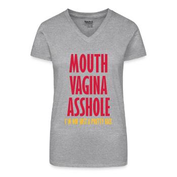 Hübsches Gesicht - Bio Frauen T-Shirt mit V-Ausschnitt - Grau meliert - Vorne