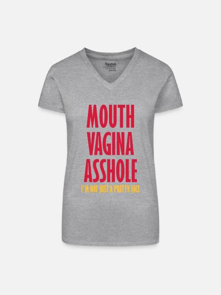 Hübsches Gesicht - Bio Frauen T-Shirt mit V-Ausschnitt - Grau meliert
