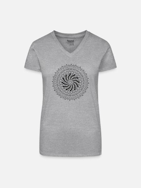 Mesmerizing Wheel - Bio Frauen T-Shirt mit V-Ausschnitt - Grau meliert