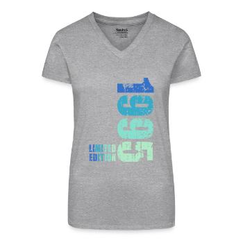 30. Geburtstag Jahrgang 1995 - Bio Frauen T-Shirt mit V-Ausschnitt - Grau meliert - Vorne
