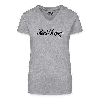 Saint Tropez couleur personnalisable - T-shirt bio col V Femme - gris chiné - Devant