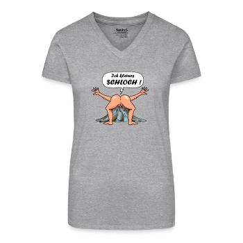 Das kleine Arschloch - Design - Bio Frauen T-Shirt mit V-Ausschnitt - Grau meliert - Vorne