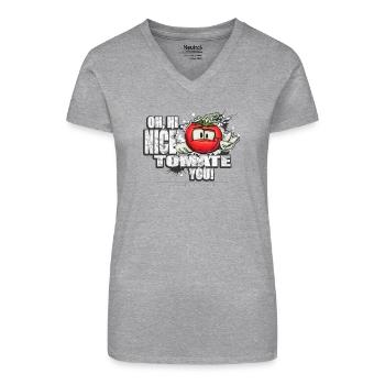 nice tomate you - T-shirt bio col V Femme - gris chiné - Devant