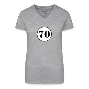 NUMMER 70 Siebzig Geburtstag Geschenk - Bio Frauen T-Shirt mit V-Ausschnitt - Grau meliert - Vorne