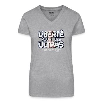 liberté pour les ultras - T-shirt bio col V Femme - gris chiné - Devant