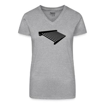 Protection solaire auvents - T-shirt bio col V Femme - gris chiné - Devant