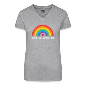 LGBTQ Pride Month - Das sind meine Farben - Bio Frauen T-Shirt mit V-Ausschnitt - Grau meliert - Vorne