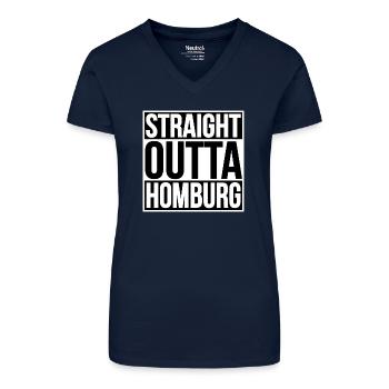 STRAIGHT OUTTA HOMBURG - Organic Women's V-Neck T-Shirt - navy blue - Front