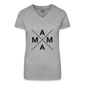 MUMMY - Organic Women's V-Neck T-Shirt - heather grey - Front