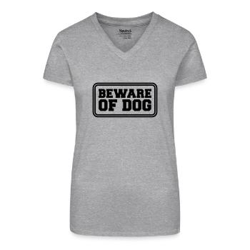 Beware Of Dog - Organic Women's V-Neck T-Shirt - heather grey - Front