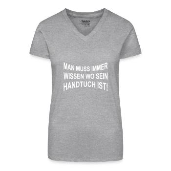 Towel - Organic Women's V-Neck T-Shirt - heather grey - Front