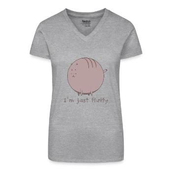 I'm just fluffy - Organic Women's V-Neck T-Shirt - heather grey - Front