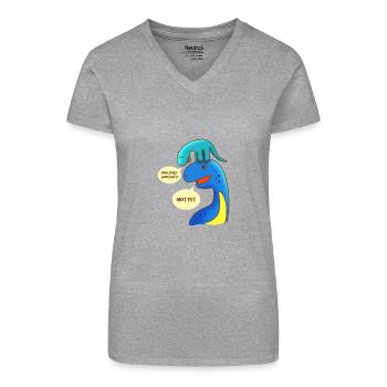 Atheist Dad Does God Exist? Not yet Dinosaurier - Bio Frauen T-Shirt mit V-Ausschnitt - Grau meliert - Vorne