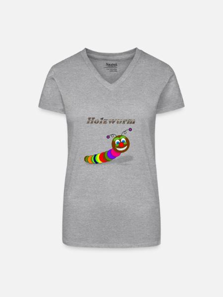 Holzwurm Design - Bio Frauen T-Shirt mit V-Ausschnitt - Grau meliert