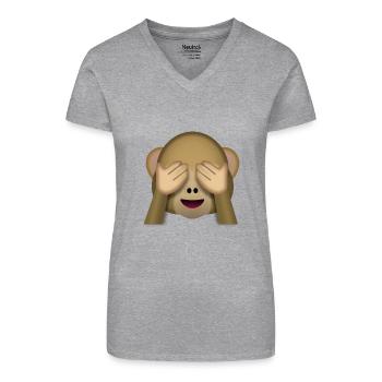 Emoi- Affengesicht - Bio Frauen T-Shirt mit V-Ausschnitt - Grau meliert - Vorne